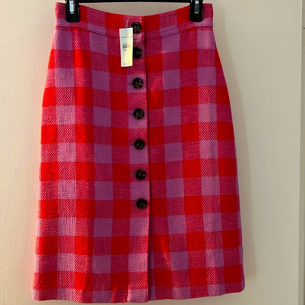 NWT Ann Taylor plaid skirt size 00 petite